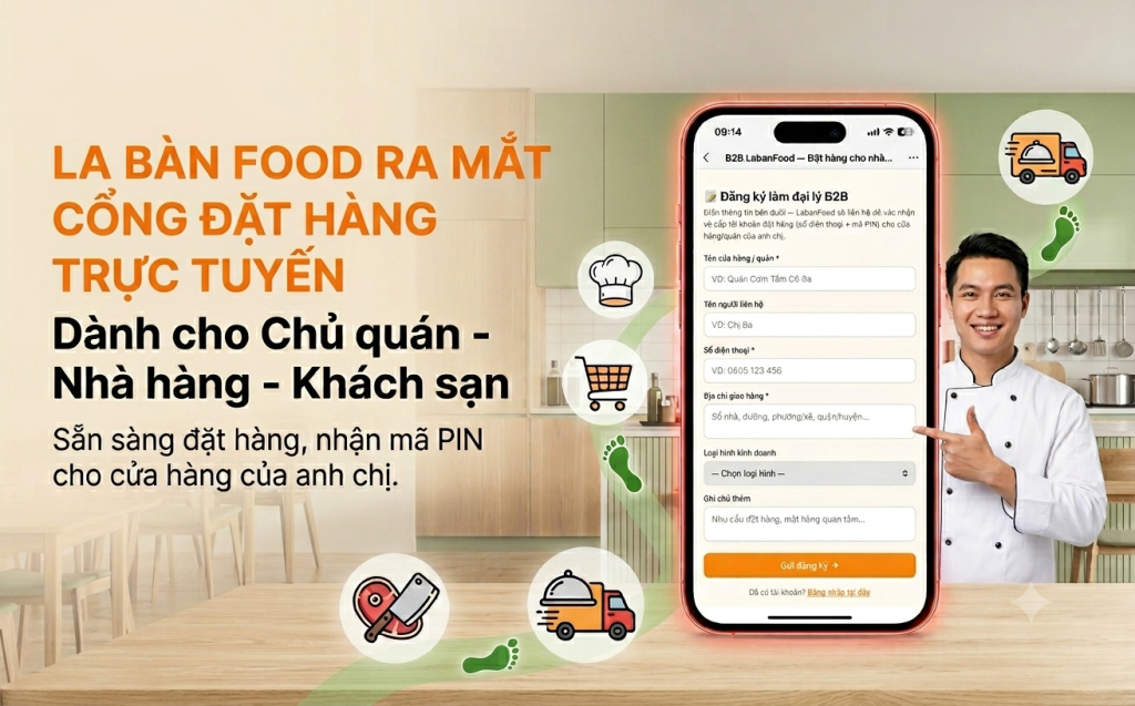 La Bàn Food ra mắt cổng đặt hàng trực tuyến, giúp chủ nhà hàng và khách sạn tối ưu hoạt động thu mua